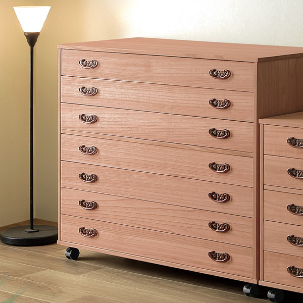 マーゼルン 総桐チェスト 7段 桐たんす 柿渋仕上 キャスター付 日本製