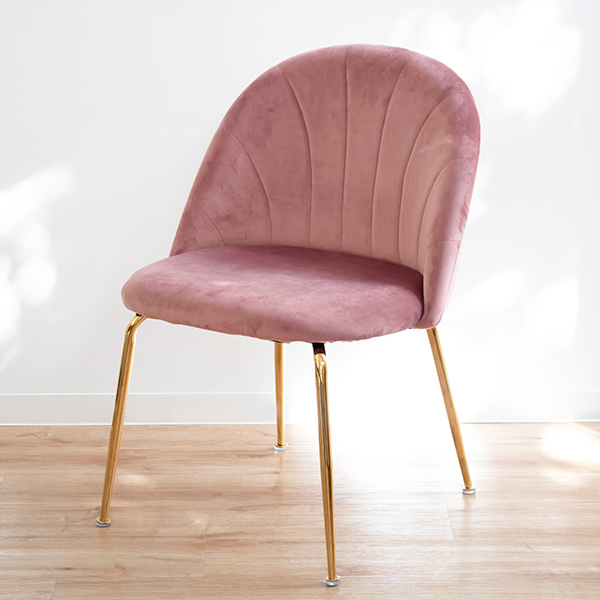 チェア 座面高42cm ベロア 姫系 おしゃれ 貝殻 シェル かわいい 椅子