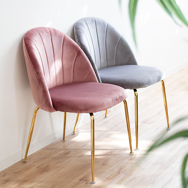 チェア 座面高42cm ベロア 姫系 おしゃれ 貝殻 シェル かわいい 椅子