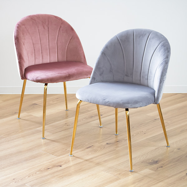 チェア 座面高42cm ベロア 姫系 おしゃれ 貝殻 シェル かわいい 椅子