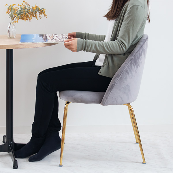 チェア 座面高42cm ベロア 姫系 おしゃれ 貝殻 シェル かわいい 椅子