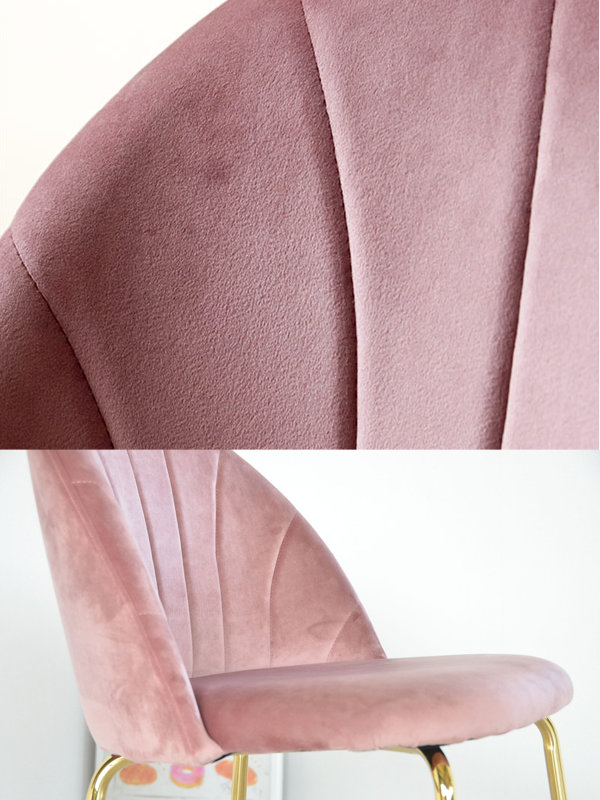 チェア 座面高42cm ベロア 姫系 おしゃれ 貝殻 シェル かわいい 椅子