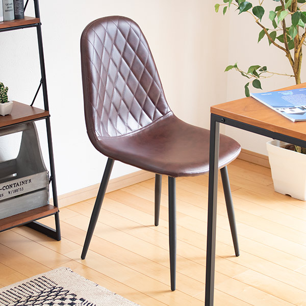 ダイニングチェア 座面高42cm レザー調 ファブリック ダイヤステッチ