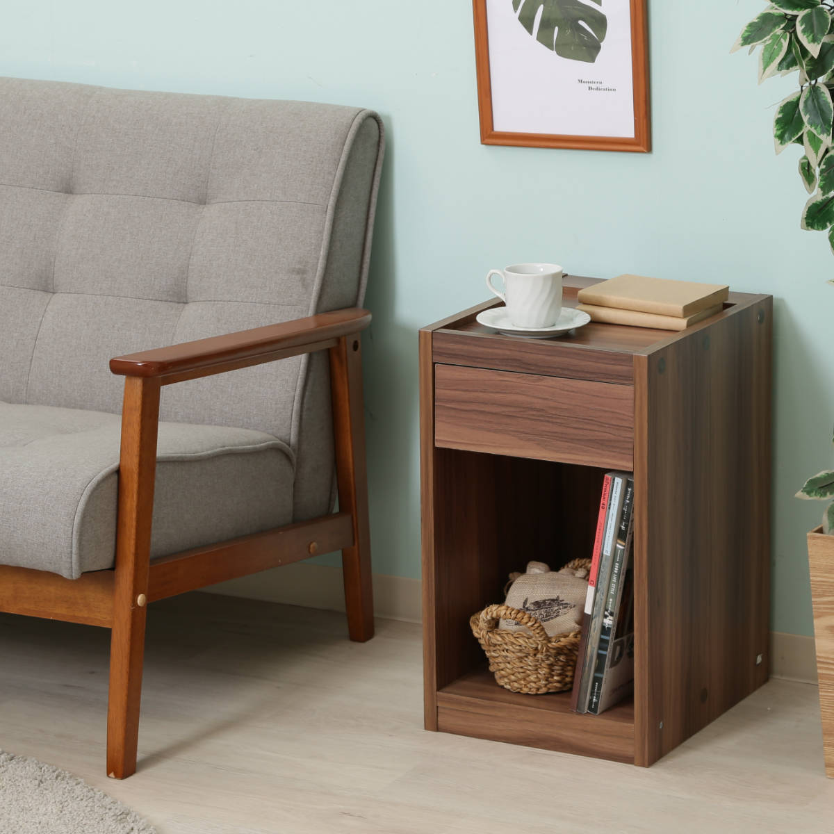 不二貿易（Fuji Boeki） サイドテーブル 高さ50cm ベッドサイド 木目調
