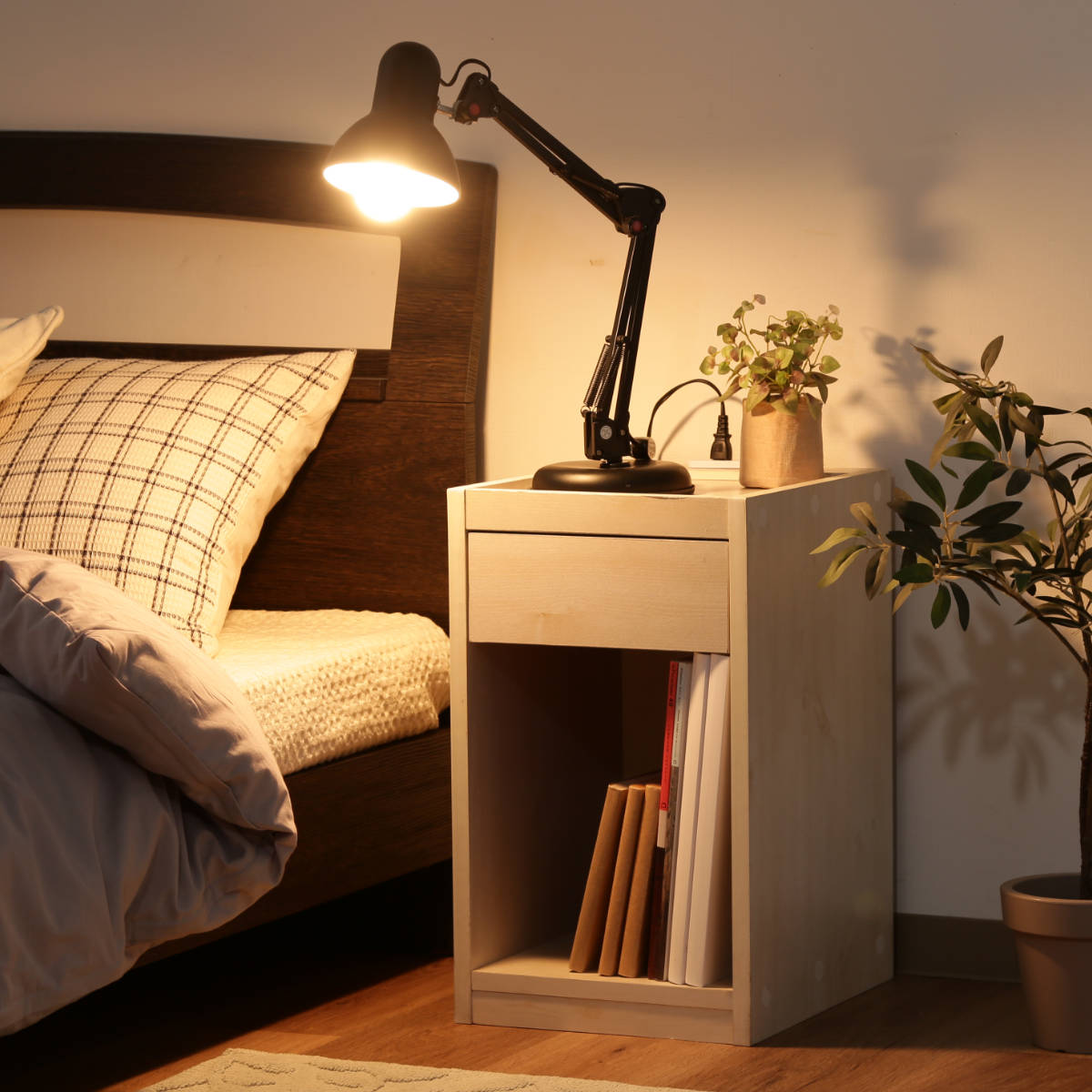 不二貿易（Fuji Boeki） サイドテーブル 高さ50cm ベッドサイド 木目調