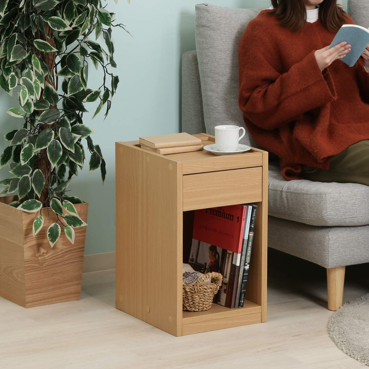 サイドテーブル 高さ50cm ベッドサイド 木...の詳細画像5