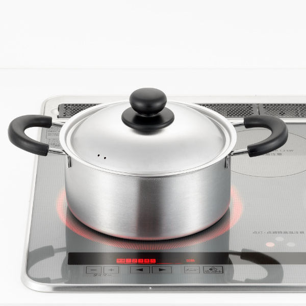 ヨシカワ 両手鍋 20cm IH対応 蓋付き COOK EASY 日本製 （ ガス火対応