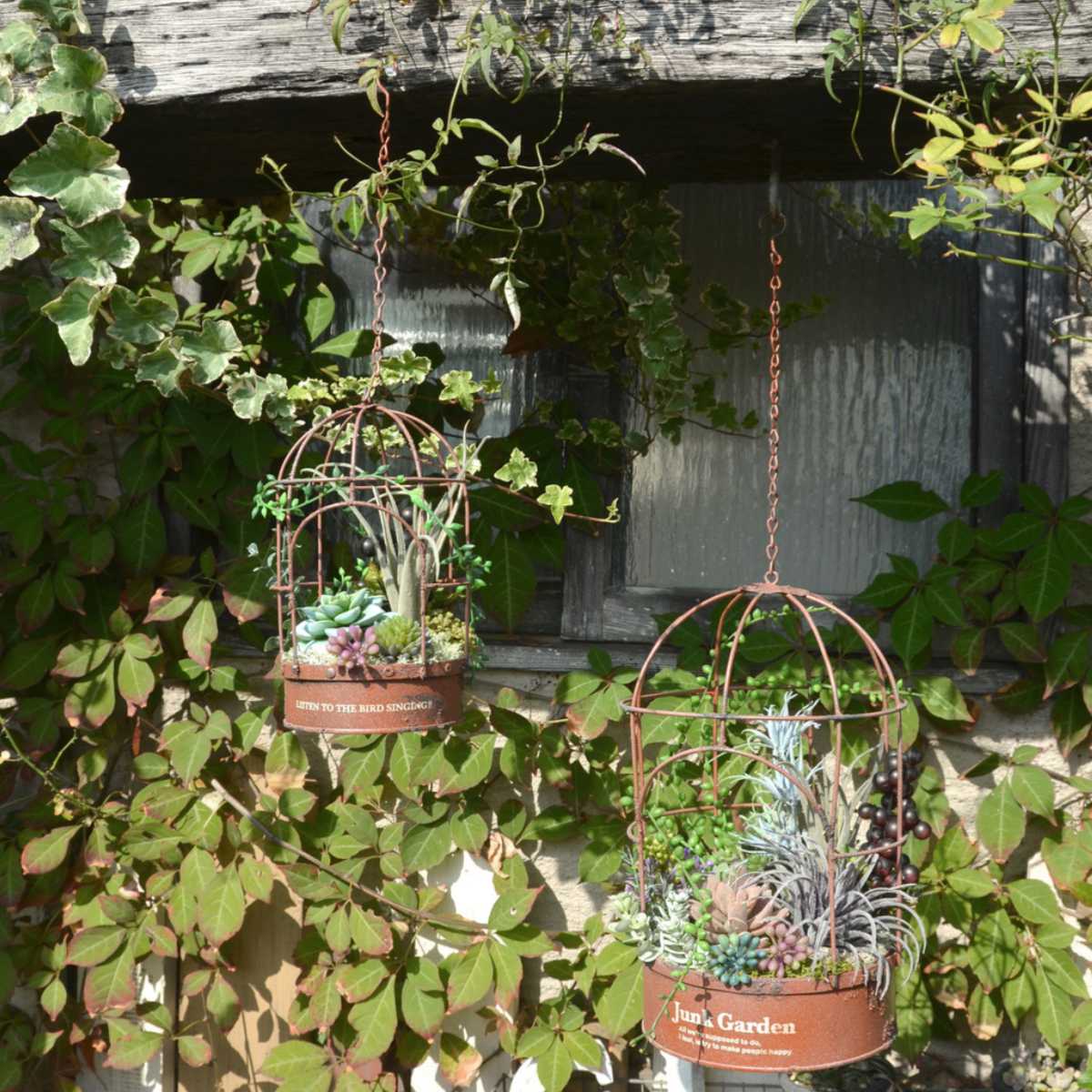 フラワーケージ プランター 鉢入れ 鳥かご ハンギングバードケージ