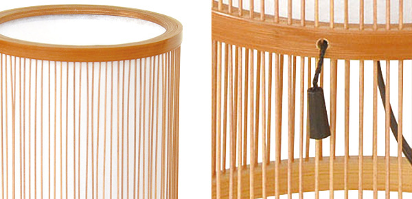 スタンドライト 竹製行灯筒型 千筋 LED 対応 照明 間接照明 （ 照明