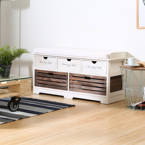 不二貿易（Fuji Boeki） ベンチ 幅90cm 収納 アンティーク調 木製 桐