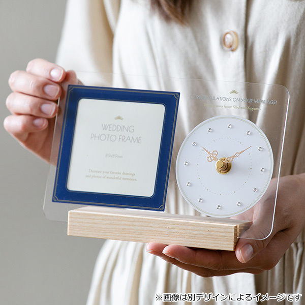 ノア精密 フォトフレーム 時計 結婚祝い プレゼント アイボリー