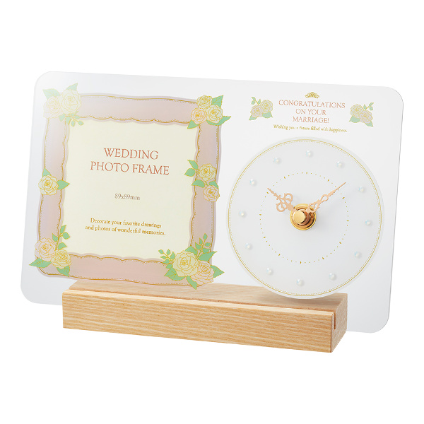 ノア精密 フォトフレーム 時計 結婚祝い プレゼント ピンク アナログ