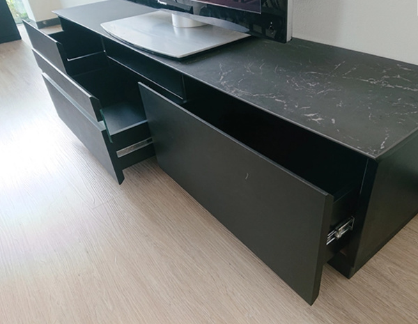 MKマエダ家具 テレビ台 ローボード 台輪タイプ セラミック天板 NERO 幅