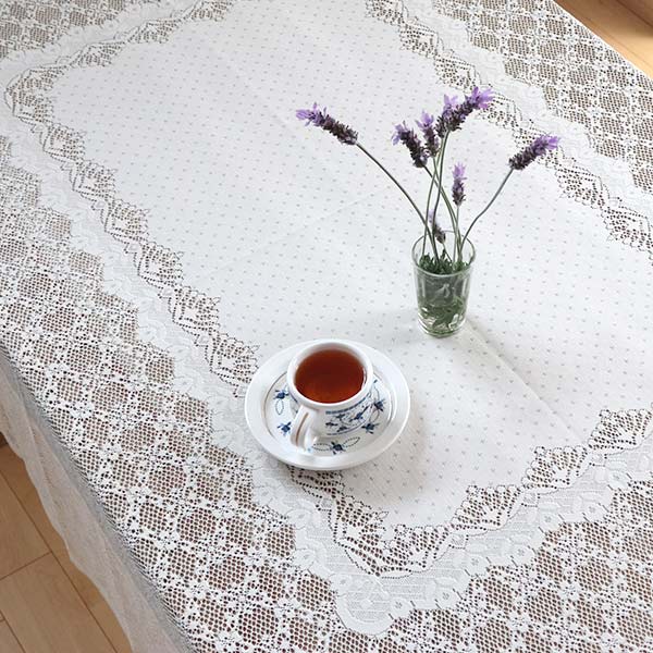 テーブルクロス 140×220cm 撥水加工 長方形 レース 日本製 （ テーブル
