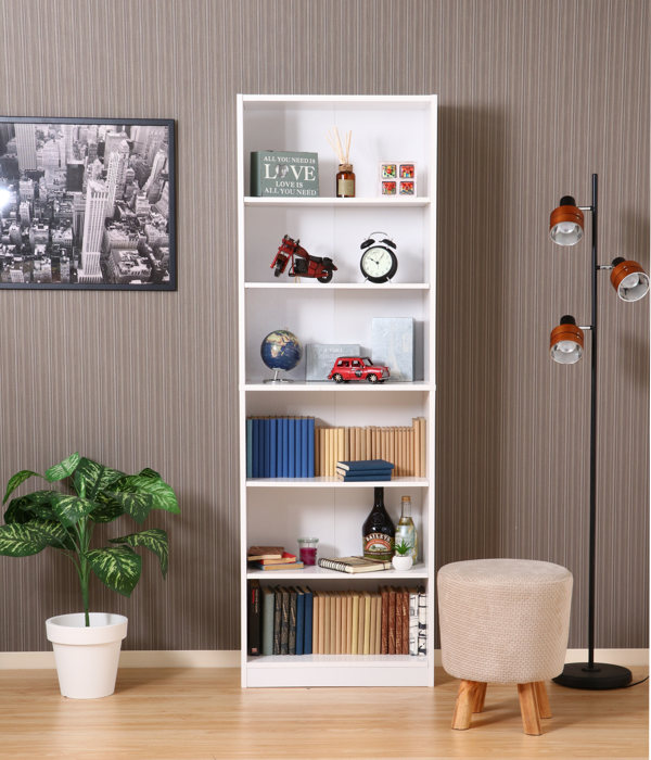 多目的棚 高さ180cm幅60cm奥行き29cm ナチュラル　本棚 不二貿易（Fuji Boeki） 書棚 幅60cm 6段 大容量 可動棚4枚 多目的