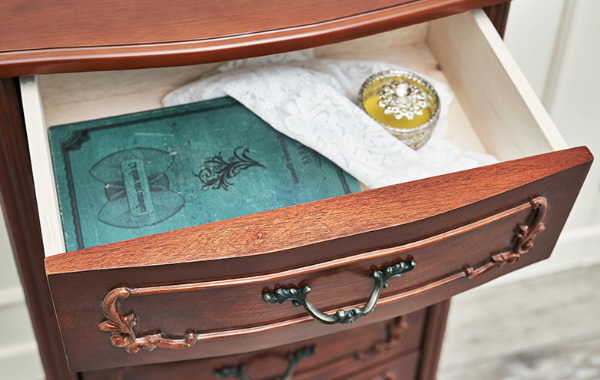 HAGiHARA（萩原） チェスト 5段 クラシック調 マホガニー前板 猫脚 幅