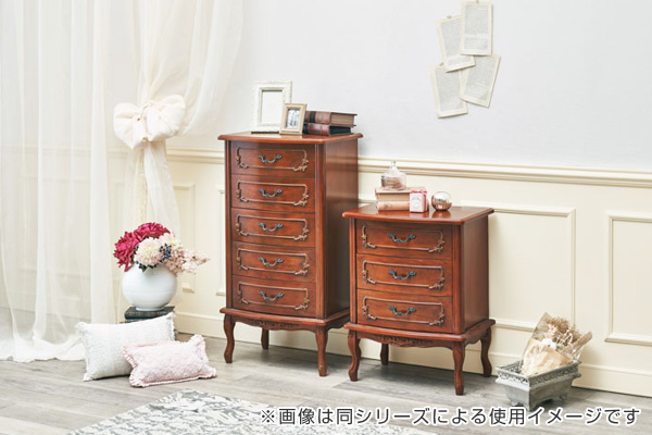 チェスト 3段 クラシック調 マホガニー前板 猫脚 幅52cm （ サイド