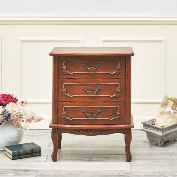 チェスト 3段 クラシック調 マホガニー前板 猫脚 幅52cm （ サイド