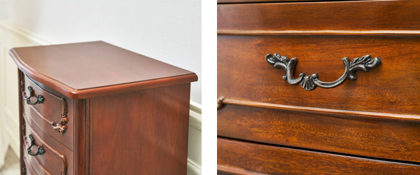 チェスト 3段 クラシック調 マホガニー前板 猫脚 幅52cm （ サイド