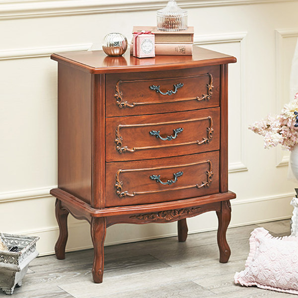 GMHN336B○クラシック アンティーク調 3段チェスト サイドボード リビン チェスト 3段 クラシック調 マホガニー前板 猫脚 幅52cm （ サイド