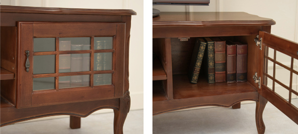 テレビ台 ローボード クラシック調 格子扉 猫脚 幅139cm （ テレビ