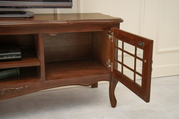 テレビ台 ローボード クラシック調 格子扉 猫脚 幅139cm （ テレビ