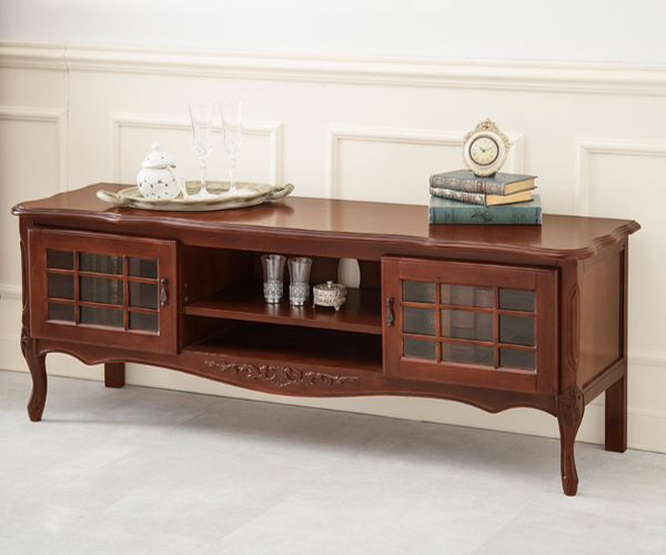 テレビ台 ローボード クラシック調 格子扉 猫脚 幅139cm （ テレビ