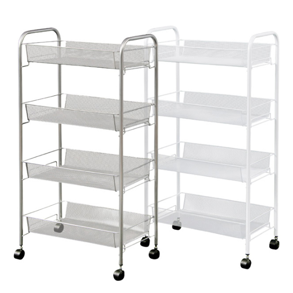 不二貿易（Fuji Boeki） キッチンワゴン 幅43.5cm 4段 メッシュラック