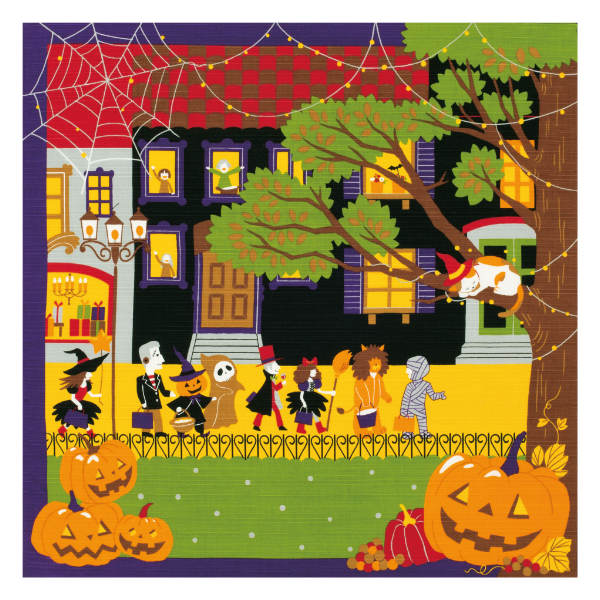 2019New【小風呂敷】ハロウィン03 Amazon｜前田染工 四季彩布 小風呂敷 「ハロウィン」｜MAEDA SENKO