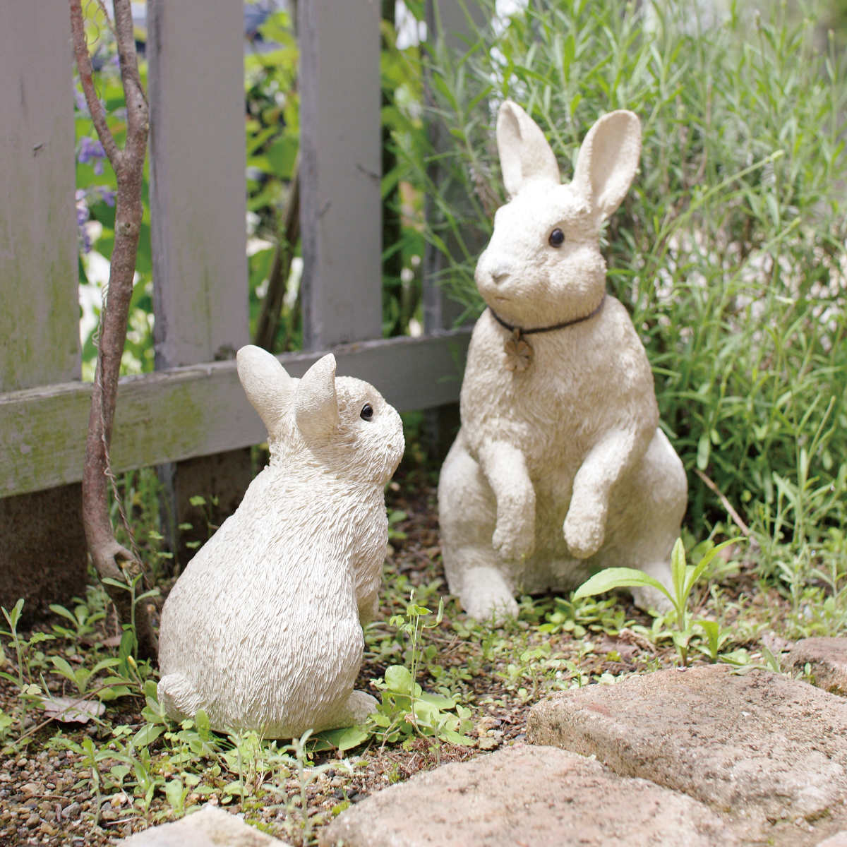 キシマ（KISHIMA） ガーデンオーナメント 置物 ウサギ 2匹セット