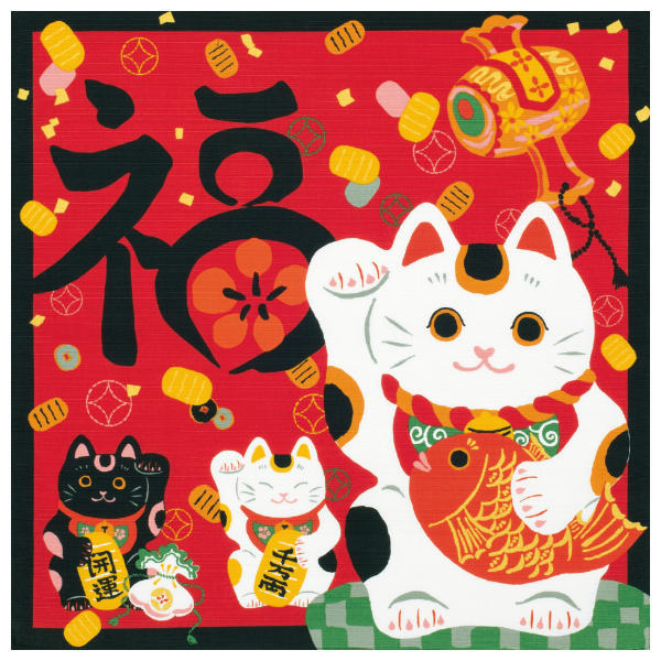 wfx3さま専用 古布　招き猫 セットアップ（大判風呂敷リメイク） 364565-1.jpg