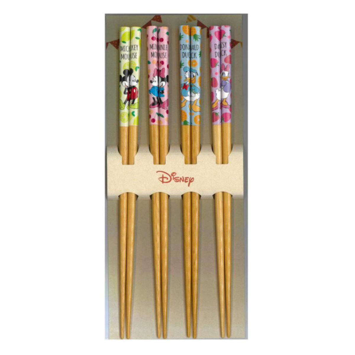 Disney 箸 4膳入り 23cm ディズニー 和 フルーツ フェイス 木製