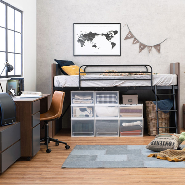 HAGiHARA（萩原） ロフトベッド 机付き 子供 システムベッド 収納