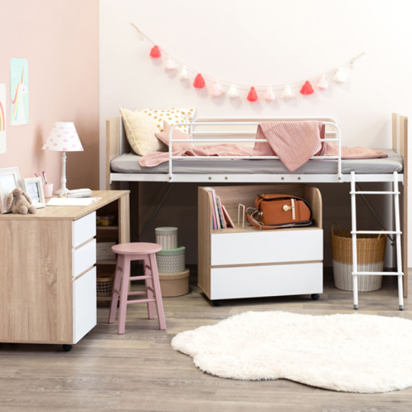 HAGiHARA（萩原） ロフトベッド 机付き 子供 システムベッド 収納