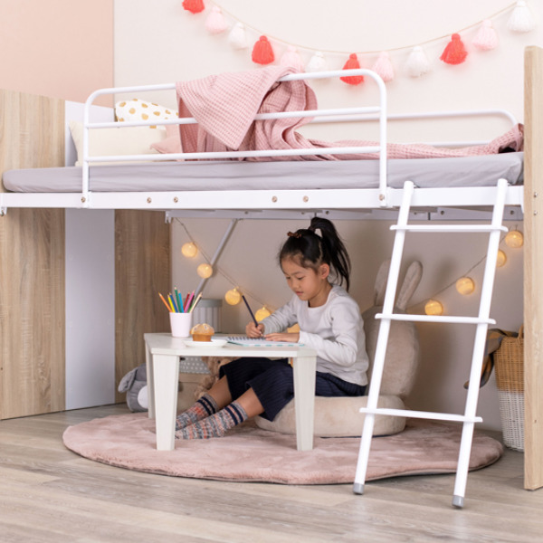 HAGiHARA（萩原） ロフトベッド 机付き 子供 システムベッド 収納