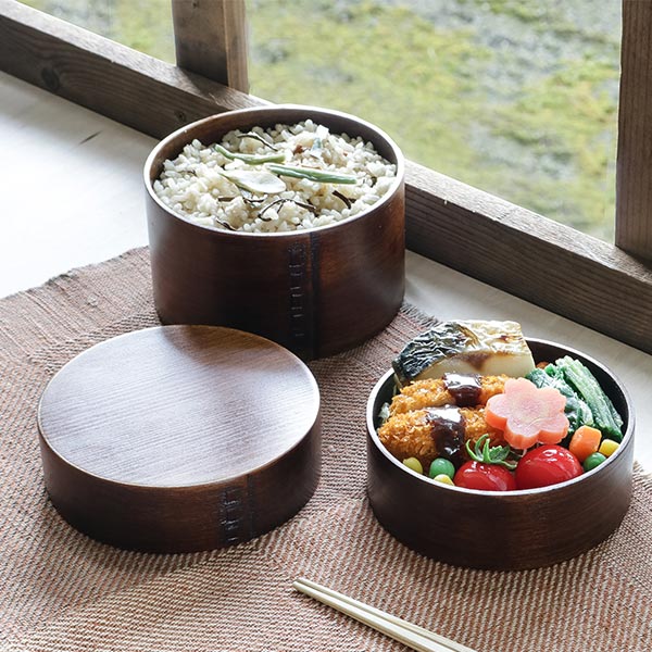 弁当箱 曲げわっぱ 2段 700ml おひつ風 （ 木製 ランチボックス 二段