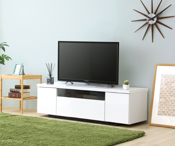 南12条店 テレビ台 幅79cm AVボード ローボード 木目/ホワイト テレビ台 ローボード 木製 シンプルデザイン 日本製 完成品 幅120cm