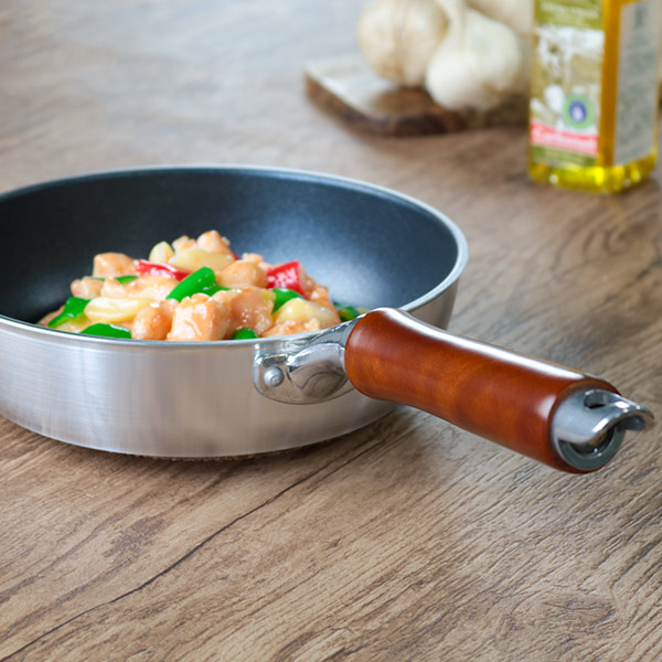 炒め鍋 22cm IH対応 フッ素加工 IH-TOUGH フライパン 深型 木柄