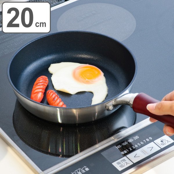 フライパン直径約29センチ底20センチ フライパン 20cm IH対応 軽量 フッ素加工 軽厚フェザーIH （ ih 直火
