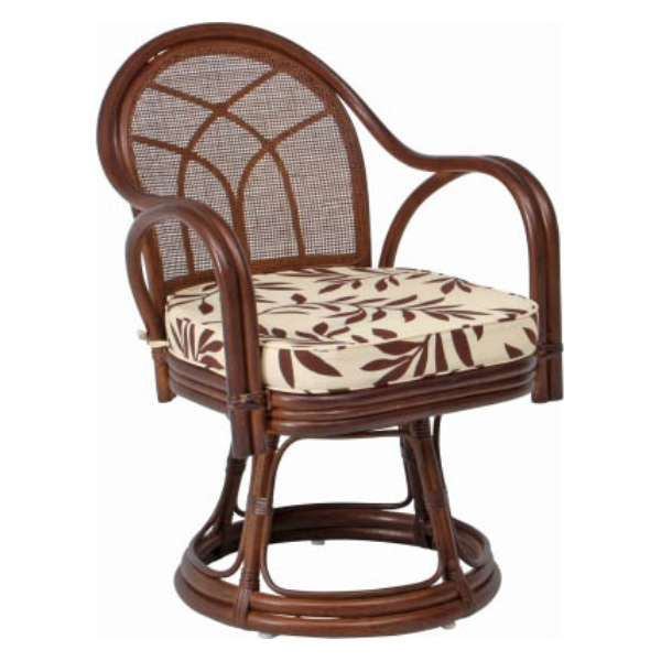 不二貿易（Fuji Boeki） 籐 回転チェア ハイタイプ クッション付