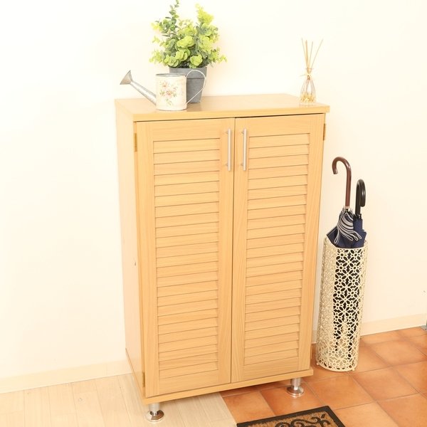 不二貿易（Fuji Boeki） 下駄箱 ルーバー 幅60cm 奥行35.5cm 高さ101cm