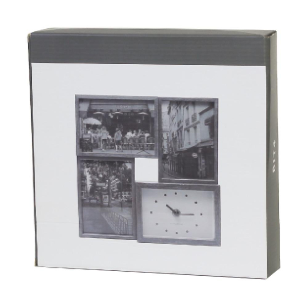 フォトフレーム 時計 BIT4 掛け時計 置き時計 壁掛け 北欧 木製 （ MDF