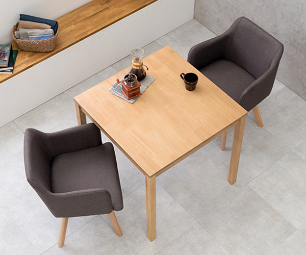 ダイニングセット 2人掛け 75㎝×75㎝×75㎝ ハイバックチェア 2脚 苫小牧西店 幅75cm］2人掛け 3点 ダイニングテーブルセット 天然木 正方形 チェア