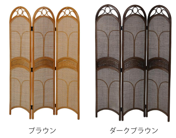籐 スクリーン 3連 衝立 ラタン家具 高さ1...の詳細画像1