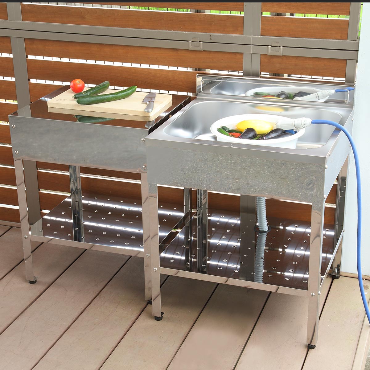 流し台 ステンレス 簡易流し台 幅60×奥行55×高さ78cm ガーデンシンク