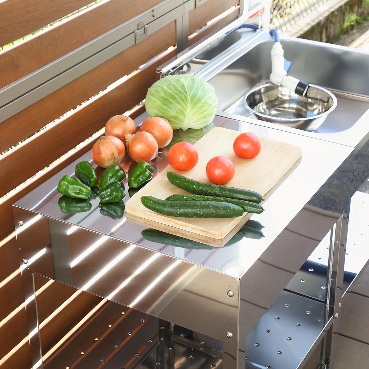 作業台 ステンレス 簡易作業台 幅60×奥行55×高さ68cm 屋外