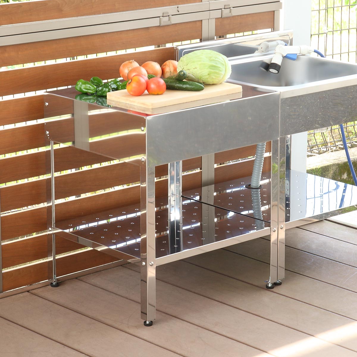 作業台 ステンレス 簡易作業台 幅60×奥行55×高さ68cm 屋外