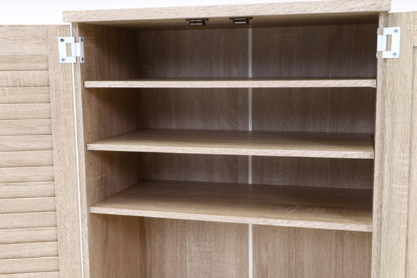 不二貿易（Fuji Boeki） 下駄箱 木製 ルーバー ミラー付き 幅60cm 組立