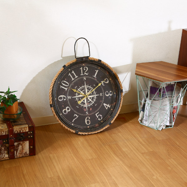 不二貿易（Fuji Boeki） 掛け時計 コンパス 直径 47cm 壁掛け 時計
