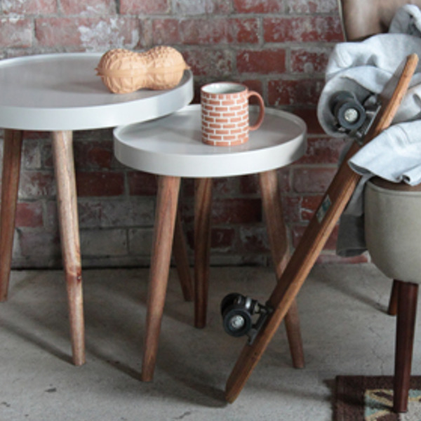 東谷 トレーテーブル 高さ45cm サイドテーブル 木製 天然木 トレー